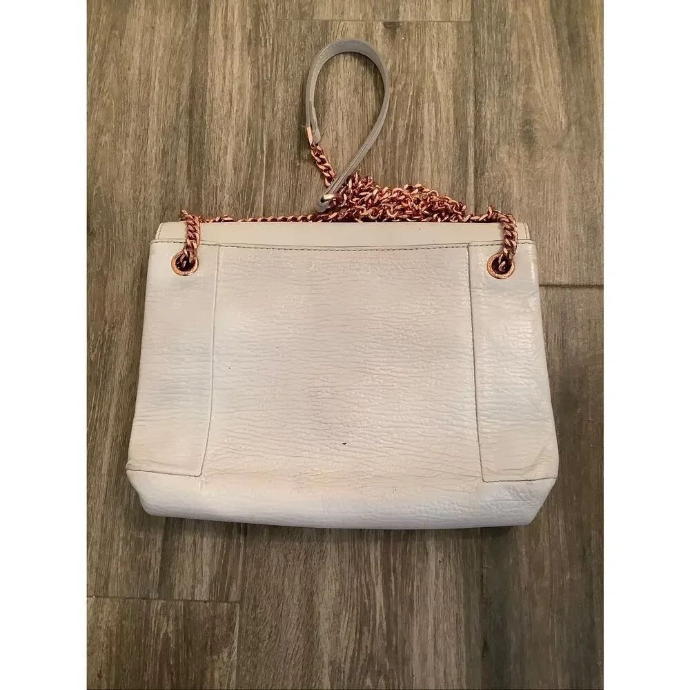 Ted Baker London Beige Leather Jemms Robot Clasp Crossbody Shoulder Bag P8-4